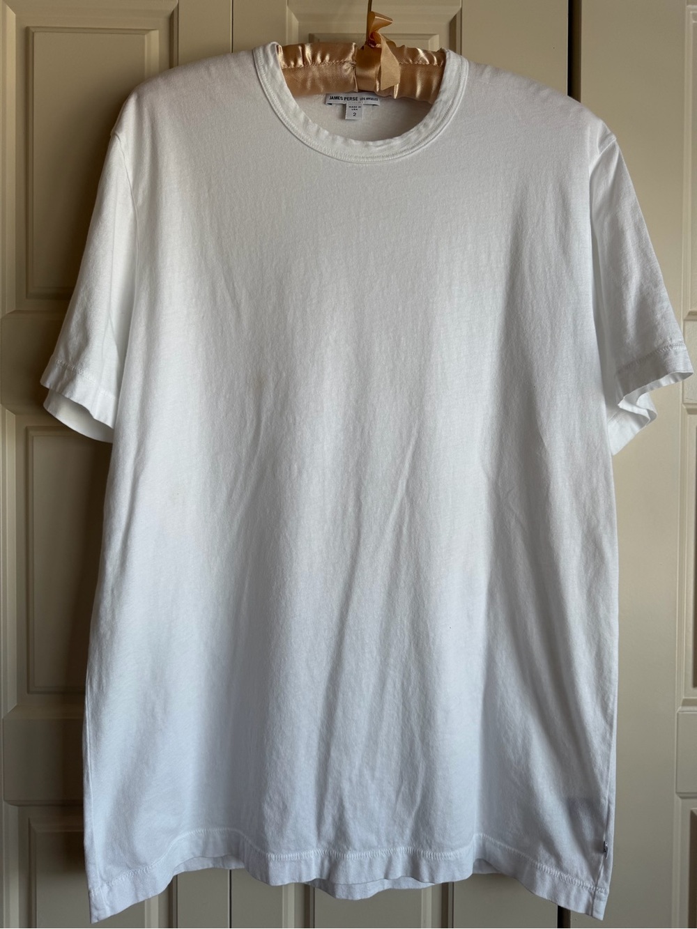 James Perse White Crew Short-Sleeve Tee, sz 2